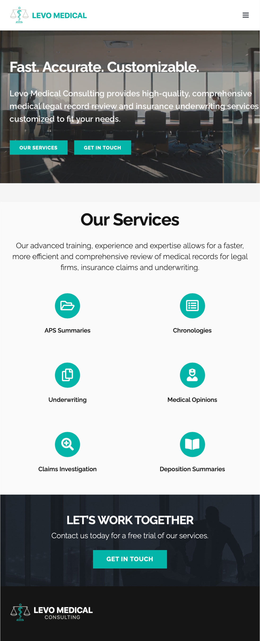 Levo Medical Website Screenshot