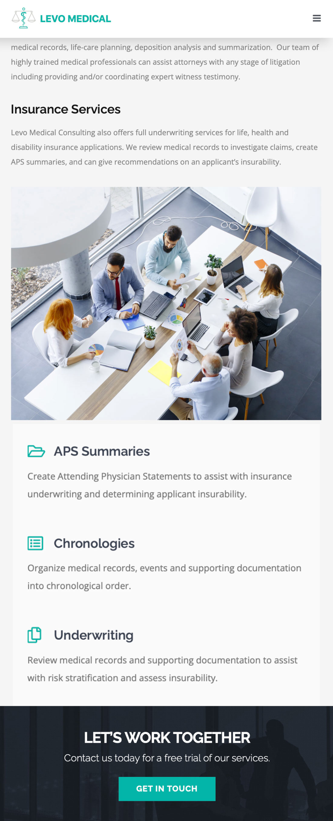 Levo Medical Website Screenshot